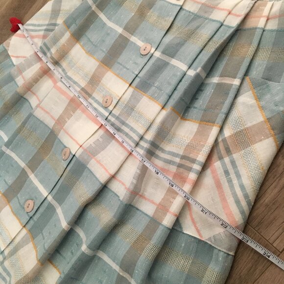 Vintage Pastel Pink & Sage Green Pocket Pleated Button Up Made in Canada Skirt - Picture 14 of 16